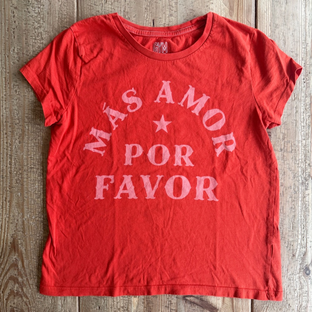Gymboree Red Tee with Mas Amor Por Favor Print